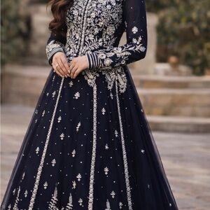 Heavy stone work Elegant Navy Blue Dress